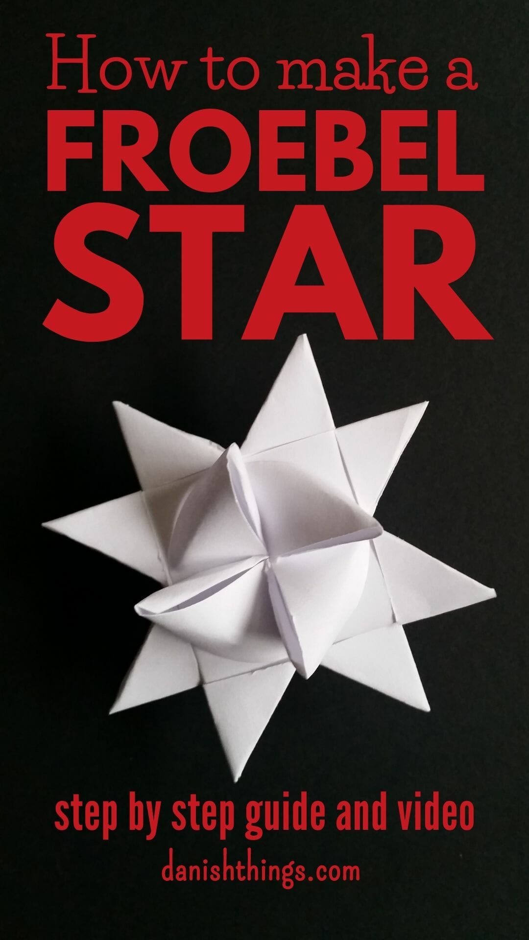 How to make a Froebel star - a classic Danish Christmas decoration. A Christmas star - step-by-step guide. Whether you weave or fold paper stars, if you are a beginner or experienced, you will get help with text, photos, and videos for every step. Find recipes, step-by-step guides, free print, and inspiration for this time of year at danishthings.com © Christel Parby - Danish Things #DanishThings #froebelstar #frobelstern #paperstar #paper #star #howto #howtoguide #danish #christmas #decoration #homemade #decoration #danishchristmas #danishstar #adventstar #advent #nordic #german #christmasstar 