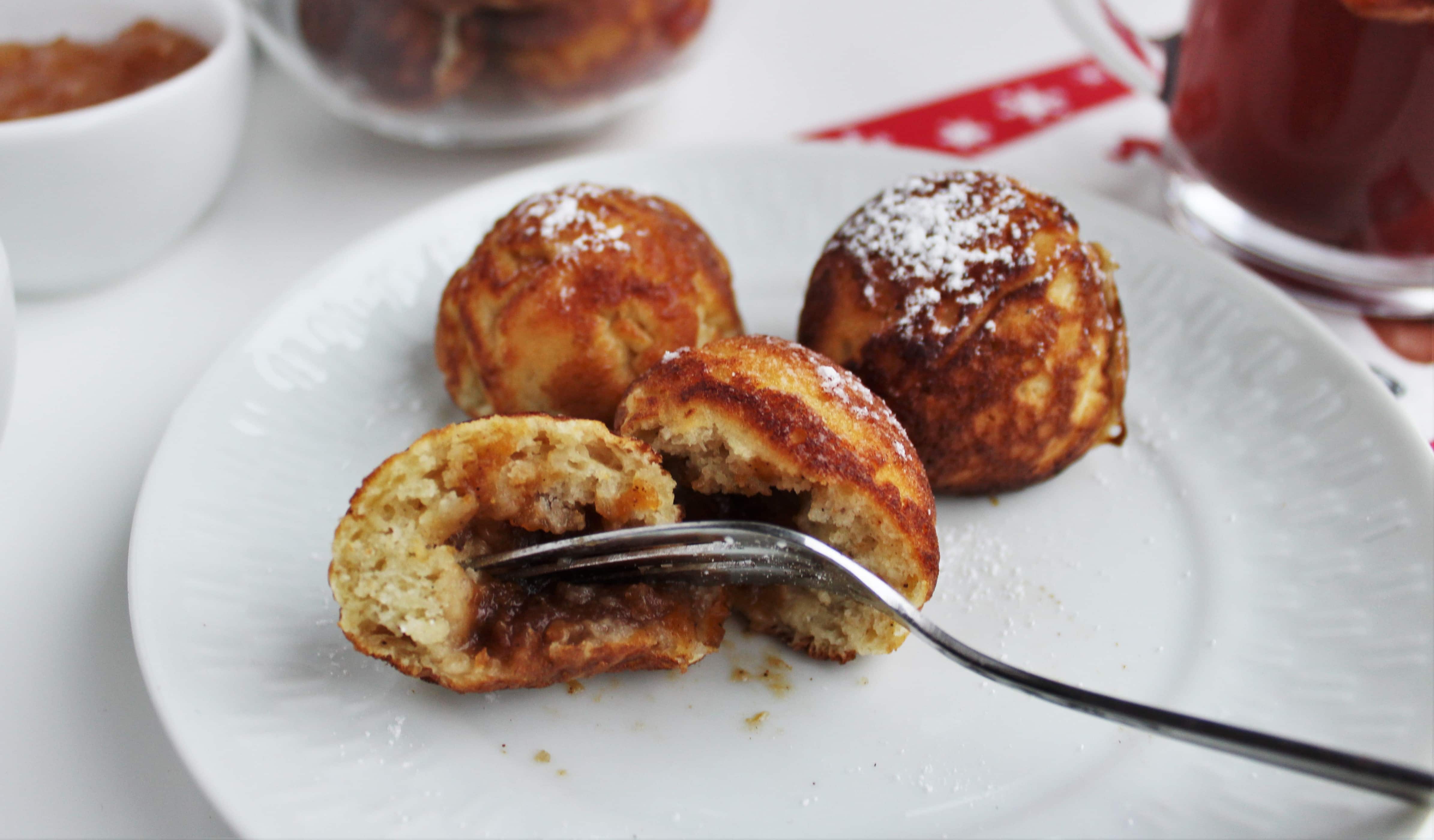 Danish aebleskiver Puff dumplings Apple dumplings Filled pancakes