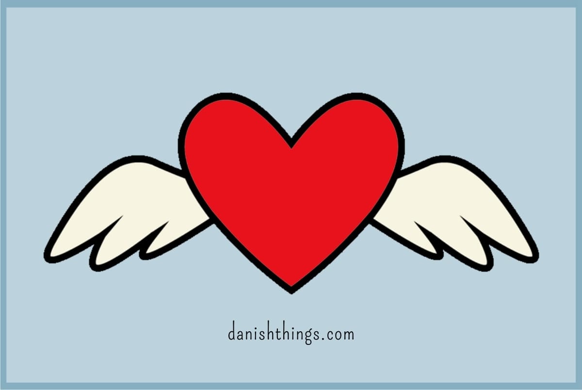 Gratis kort eller plakat – rødt hjerte med vinger. Love is in the air? Print et af de gratis kort ud, og giv det det til den du holder af. Du kan også printe den lille kvadratiske plakat ud og indramme den – eller lave den til et kæmpe kort. Brug de gratis kort og vis din kærlighed - hele året. Find opskrifter, gratis print og inspiration til årets gang på danishthings.com © Christel Parby - Danish Things #DanishThings #kort #kærlighed #rødt #hjerte #vinger #valentine #love #gratis #print